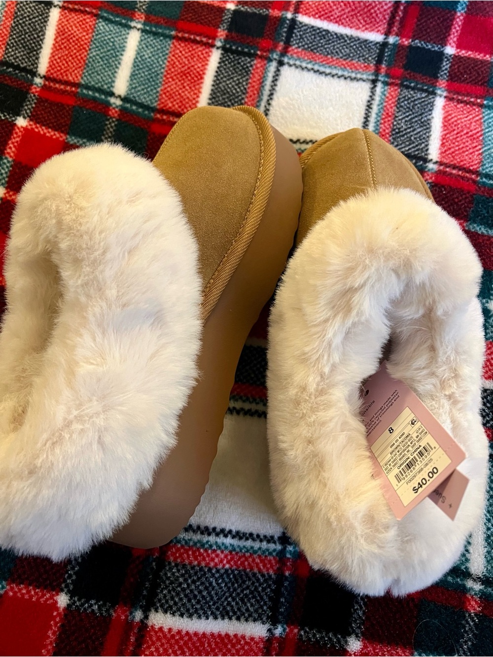 NWT! Sz 8 platform clog faux fur fluff slipper shoes